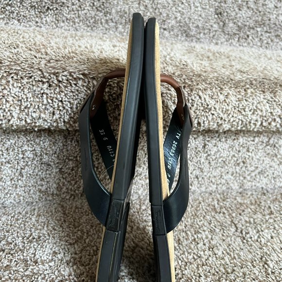 Salvatore Ferragamo Men\'s Brown/Black Leather Flip Flops main image 14